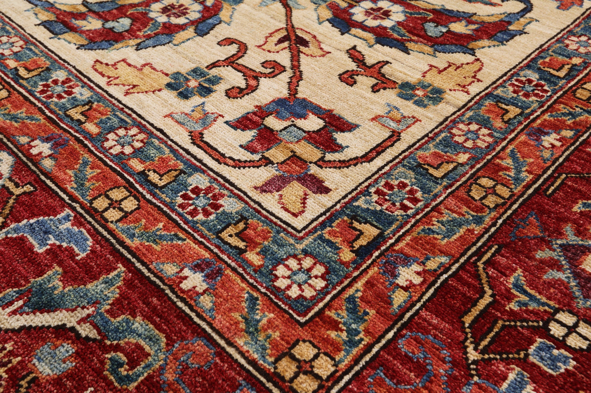 Blue Persian Fine Serapi Hand Knotted Wool Rug - 10' 2" X 13' 1" - Golden Nile