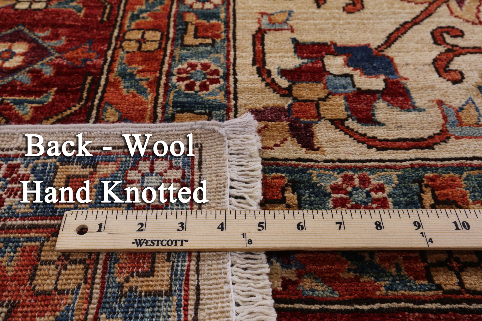 Blue Persian Fine Serapi Hand Knotted Wool Rug - 10' 2" X 13' 1" - Golden Nile