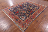 Blue Persian Fine Serapi Hand Knotted Wool Rug - 7' 9" X 9' 7" - Golden Nile