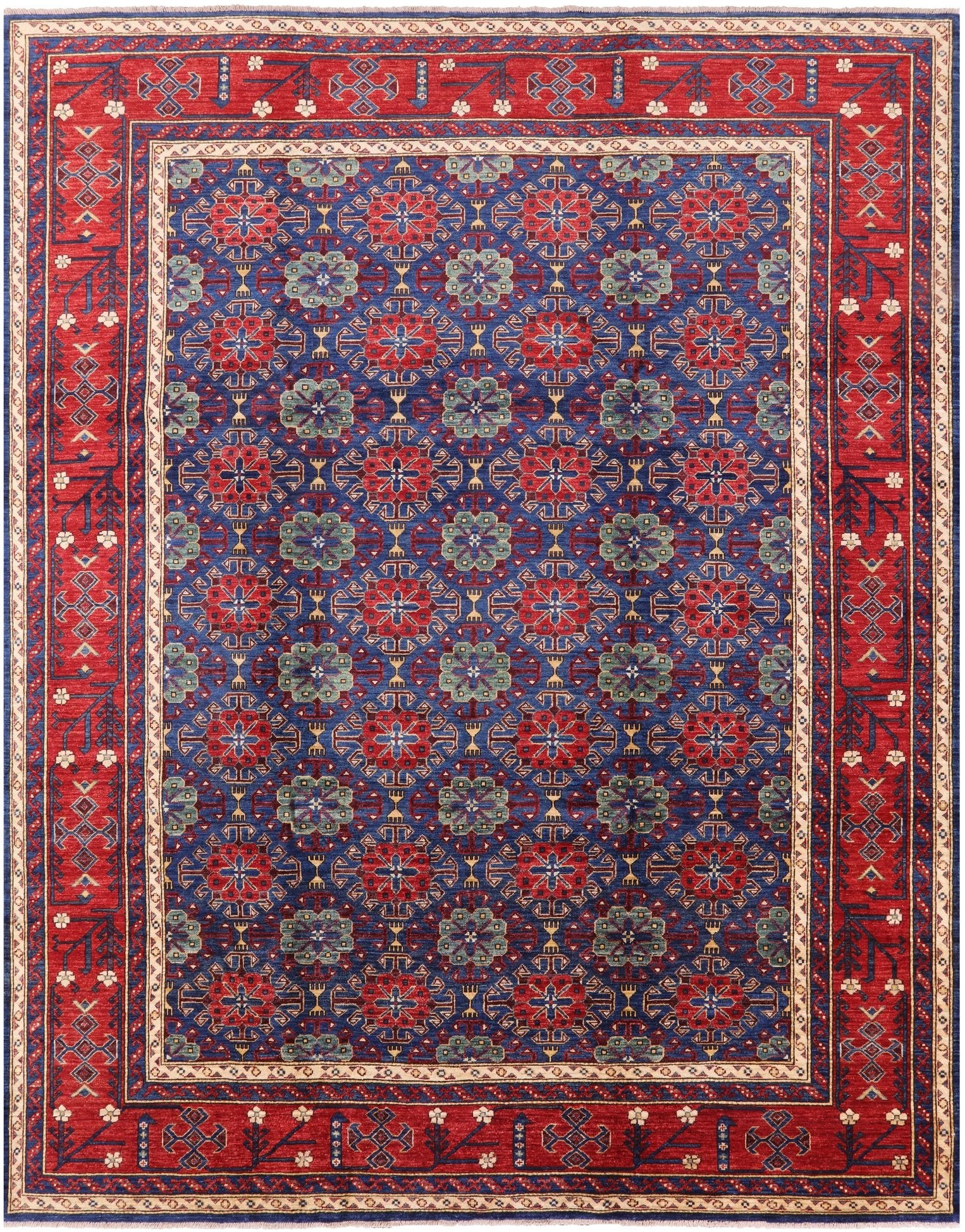 Blue Fine Serapi Hand Knotted Wool Rug - 9' 3" X 11' 9" - Golden Nile
