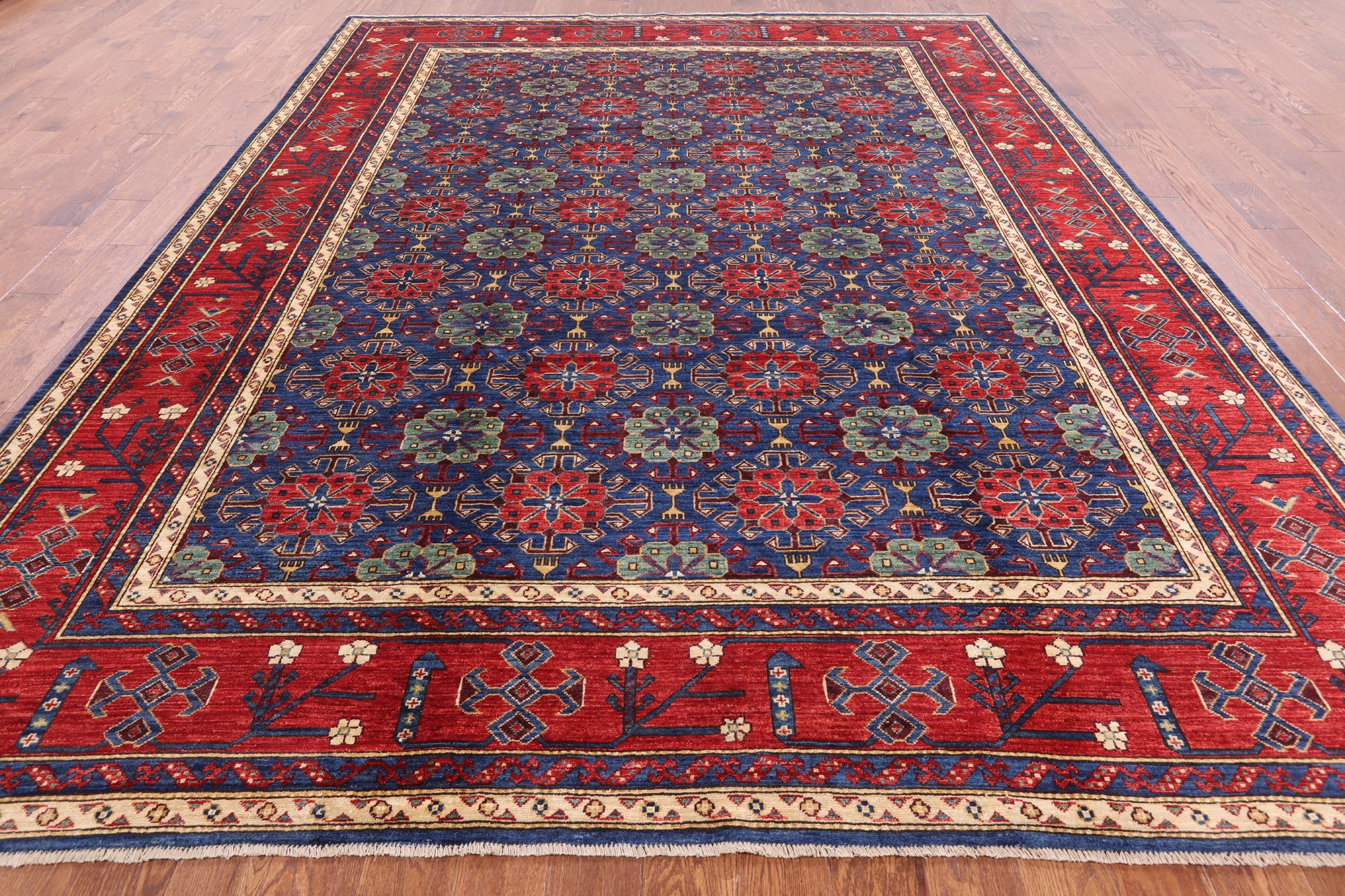 Blue Fine Serapi Hand Knotted Wool Rug - 9' 3" X 11' 9" - Golden Nile