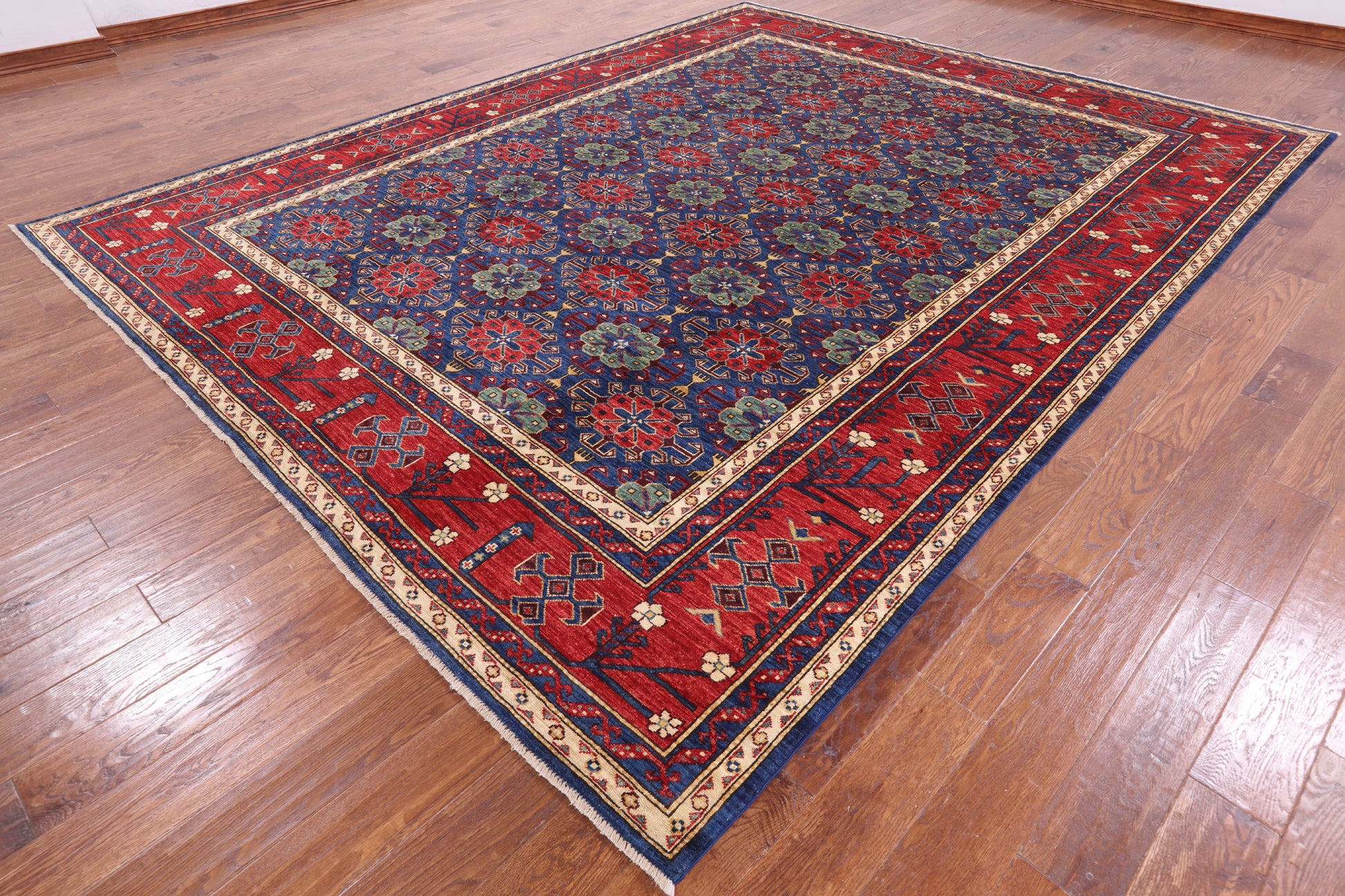 Blue Fine Serapi Hand Knotted Wool Rug - 9' 3" X 11' 9" - Golden Nile