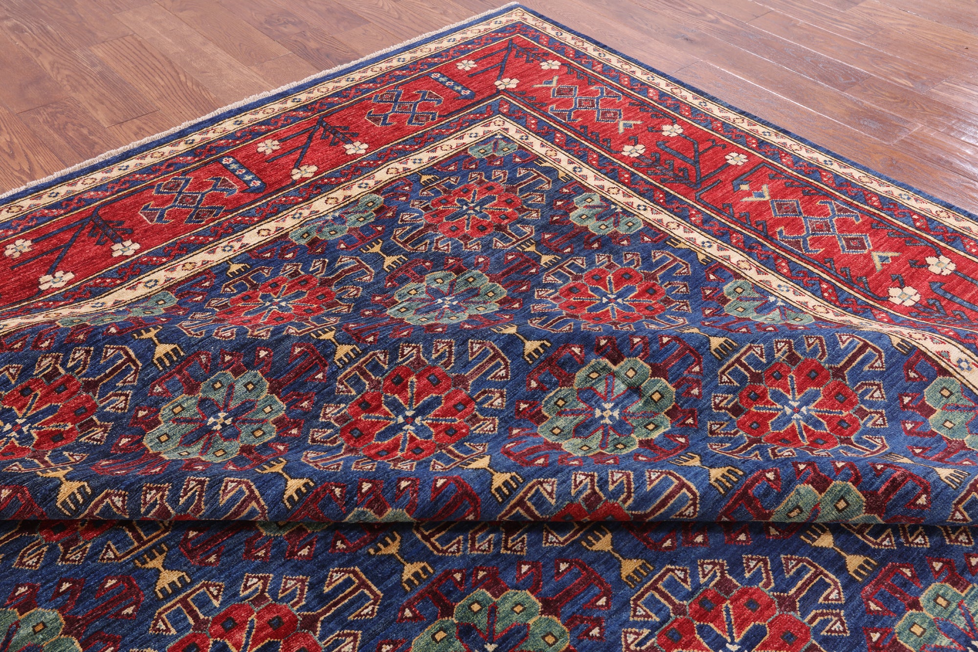 Blue Fine Serapi Hand Knotted Wool Rug - 9' 3" X 11' 9" - Golden Nile