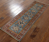 2' X 6' Super Fine Kazak Hand Knotted Runner Wool Rug - Golden Nile