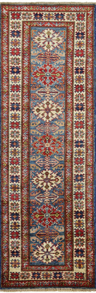 Super Fine Kazak Runner Wool Rug 2' X 6' - Golden Nile