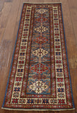 Super Fine Kazak Runner Wool Rug 2' X 6' - Golden Nile