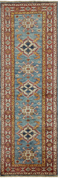 2' X 6' Super Fine Kazak Runner Oriental Wool Rug - Golden Nile