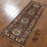 2' X 6' Oriental Super Fine Kazak Hand Knotted Runner Rug - Golden Nile