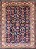Blue Fine Kazak Hand Knotted Wool Rug - 10' 0" X 13' 4" - Golden Nile