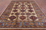 Ivory Super Fine Kazak Handmade Wool Rug - 7' 11" X 9' 10" - Golden Nile