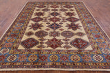 Ivory Super Fine Kazak Handmade Wool Rug - 7' 11" X 9' 10" - Golden Nile