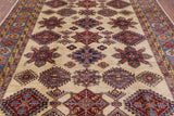 Ivory Super Fine Kazak Handmade Wool Rug - 7' 11" X 9' 10" - Golden Nile