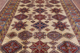 Ivory Super Fine Kazak Handmade Wool Rug - 7' 11" X 9' 10" - Golden Nile