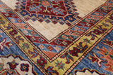 Ivory Super Fine Kazak Handmade Wool Rug - 7' 11" X 9' 10" - Golden Nile