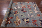 Grey Butterflies Design Modern Handmade Wool Rug - 5' 10" X 8' 9" - Golden Nile
