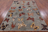 Grey Butterflies Design Modern Hand-Knotted Wool Rug - 6' 0" X 8' 7" - Golden Nile