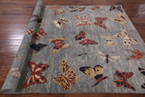 Grey Butterflies Design Modern Hand-Knotted Wool Rug - 6' 0" X 8' 7" - Golden Nile