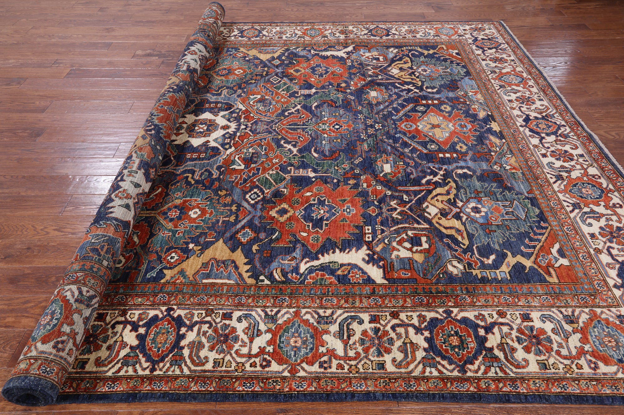 9.2 x 12 - Traditional Wool Serapie Rectangle - Hand Woven Rug