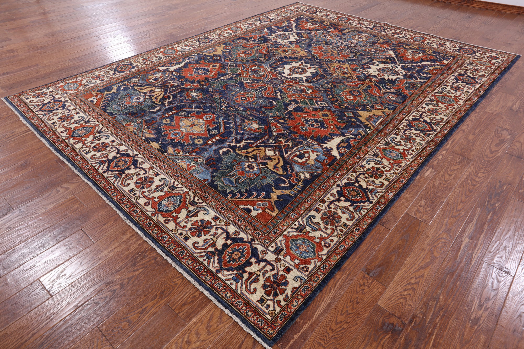 9.2 x 12 - Traditional Wool Serapie Rectangle - Hand Woven Rug