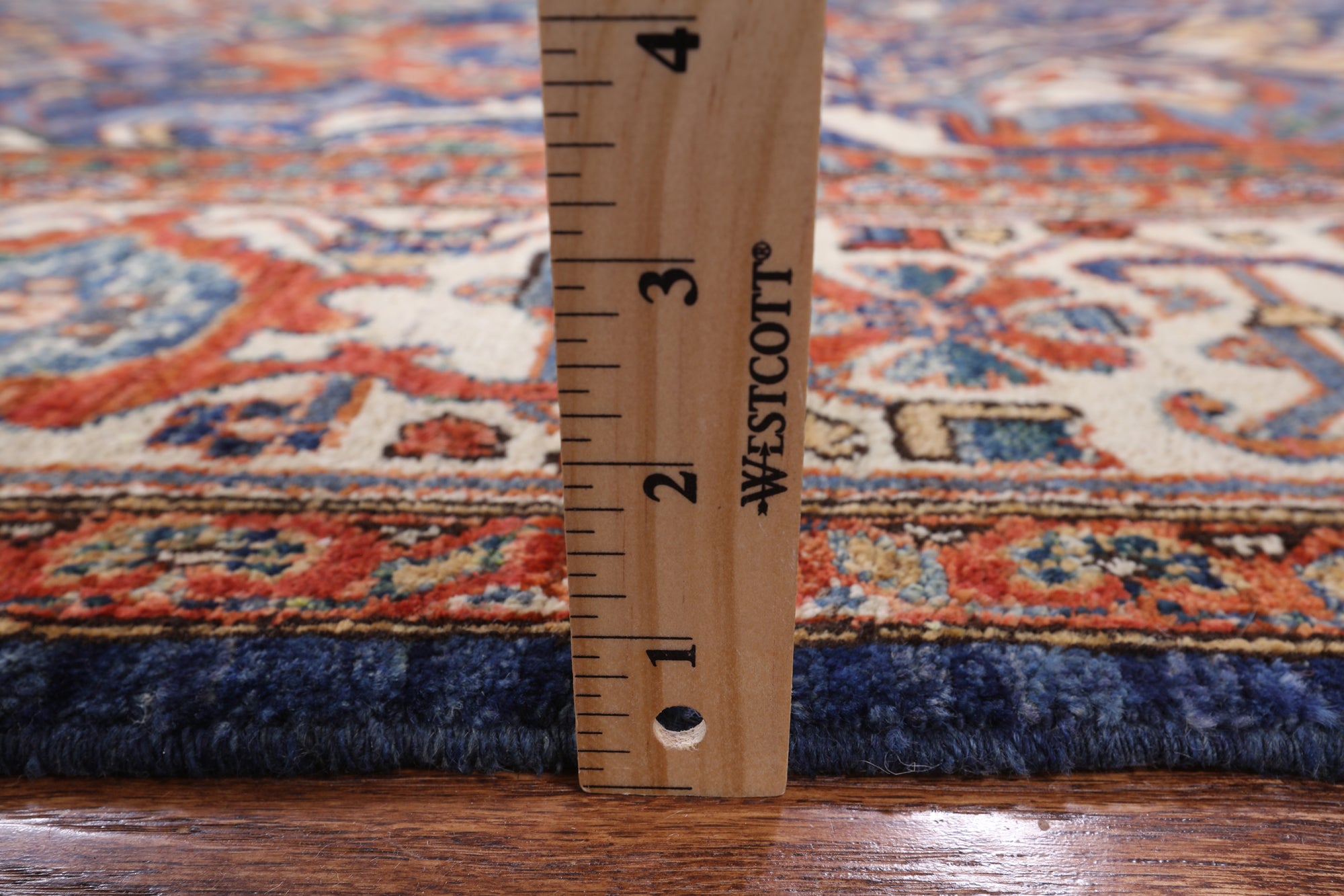 Blue Fine Serapi Hand Knotted Wool Rug - 9' 0" X 12' 0" - Golden Nile