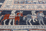 Square Antiqued Pazyryk Historical Design Wool Rug - 9' 10" X 10' 2" - Golden Nile