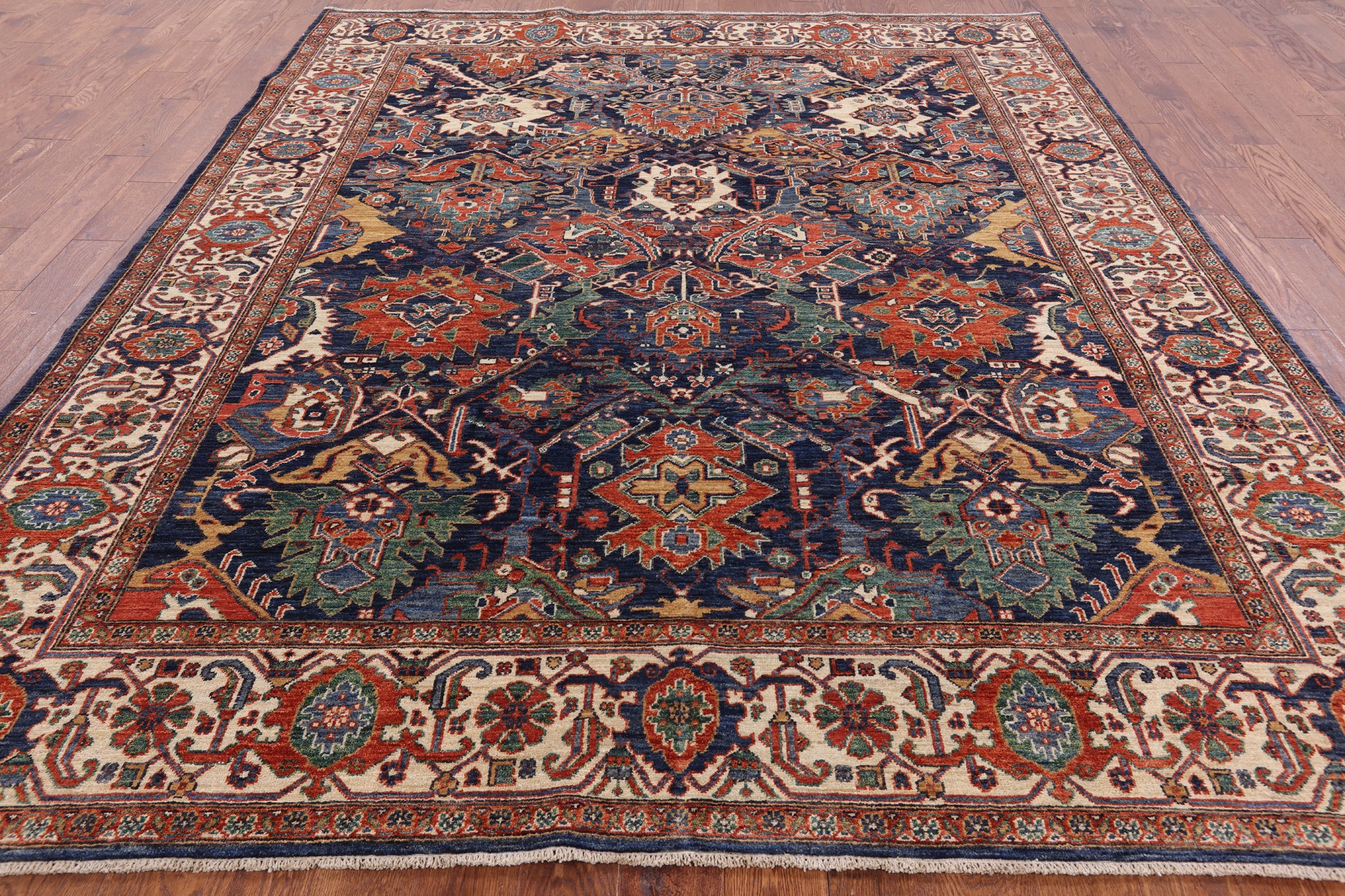 Blue Fine Serapi Wool Rug - 8' 4" X 9' 9" - Golden Nile