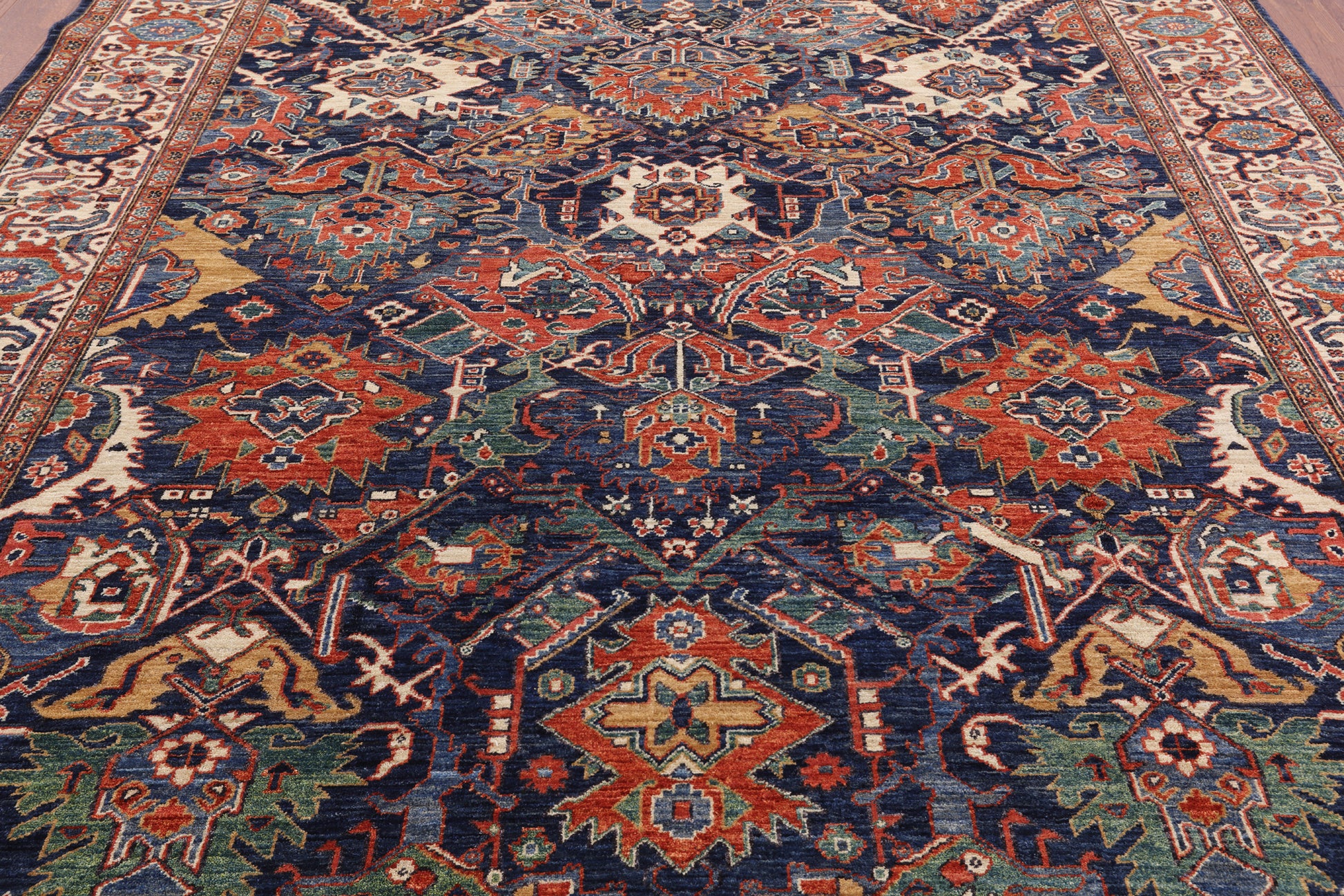 Blue Fine Serapi Wool Rug - 8' 4" X 9' 9" - Golden Nile