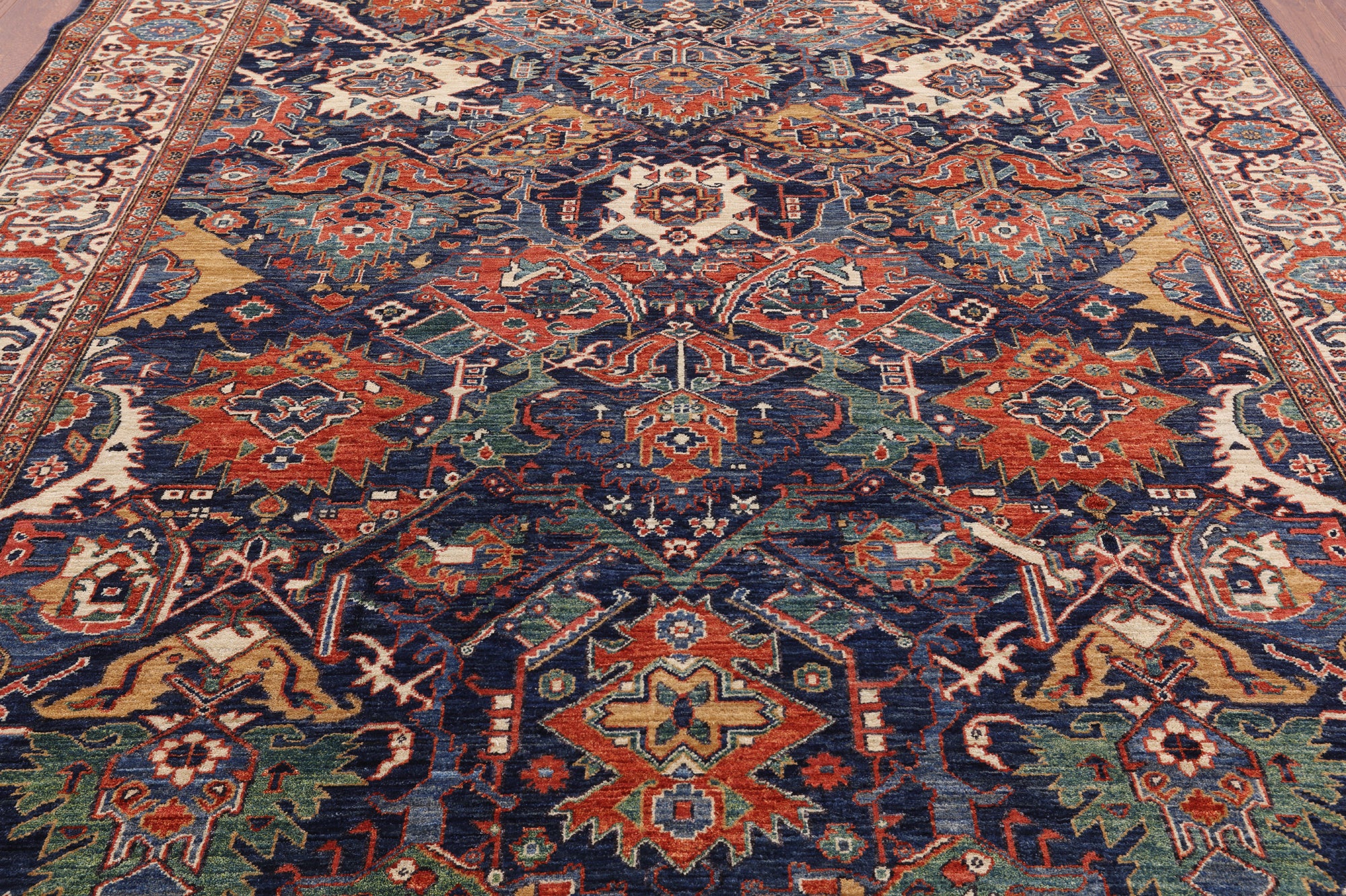 Blue Fine Serapi Wool Rug - 8' 4" X 9' 9" - Golden Nile