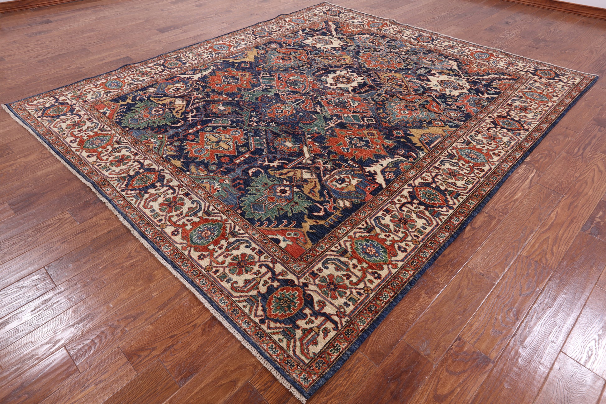 Blue Fine Serapi Wool Rug - 8' 4" X 9' 9" - Golden Nile