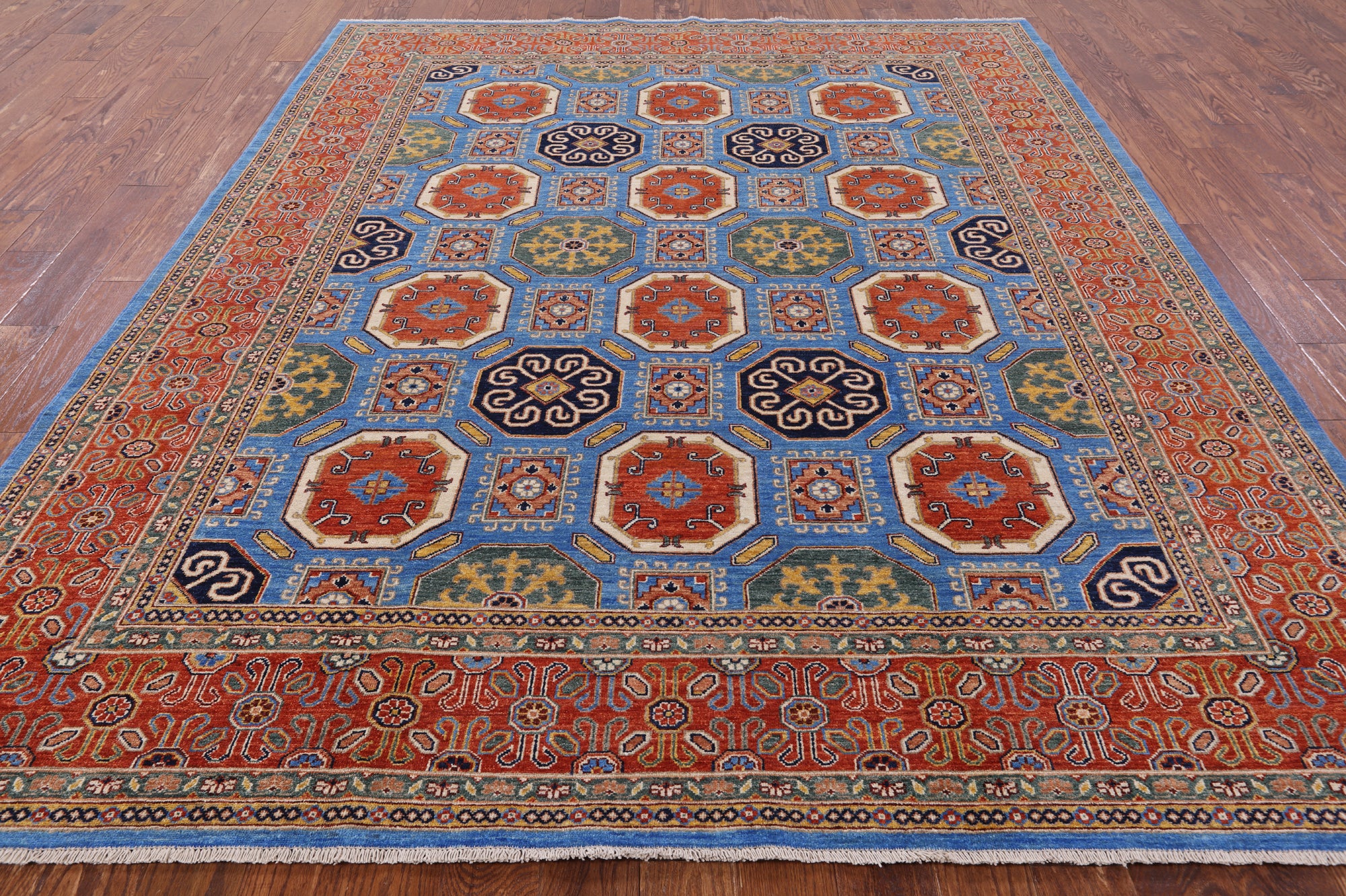 Blue Fine Serapi Hand Knotted Wool Rug - 8' 2" X 9' 9" - Golden Nile