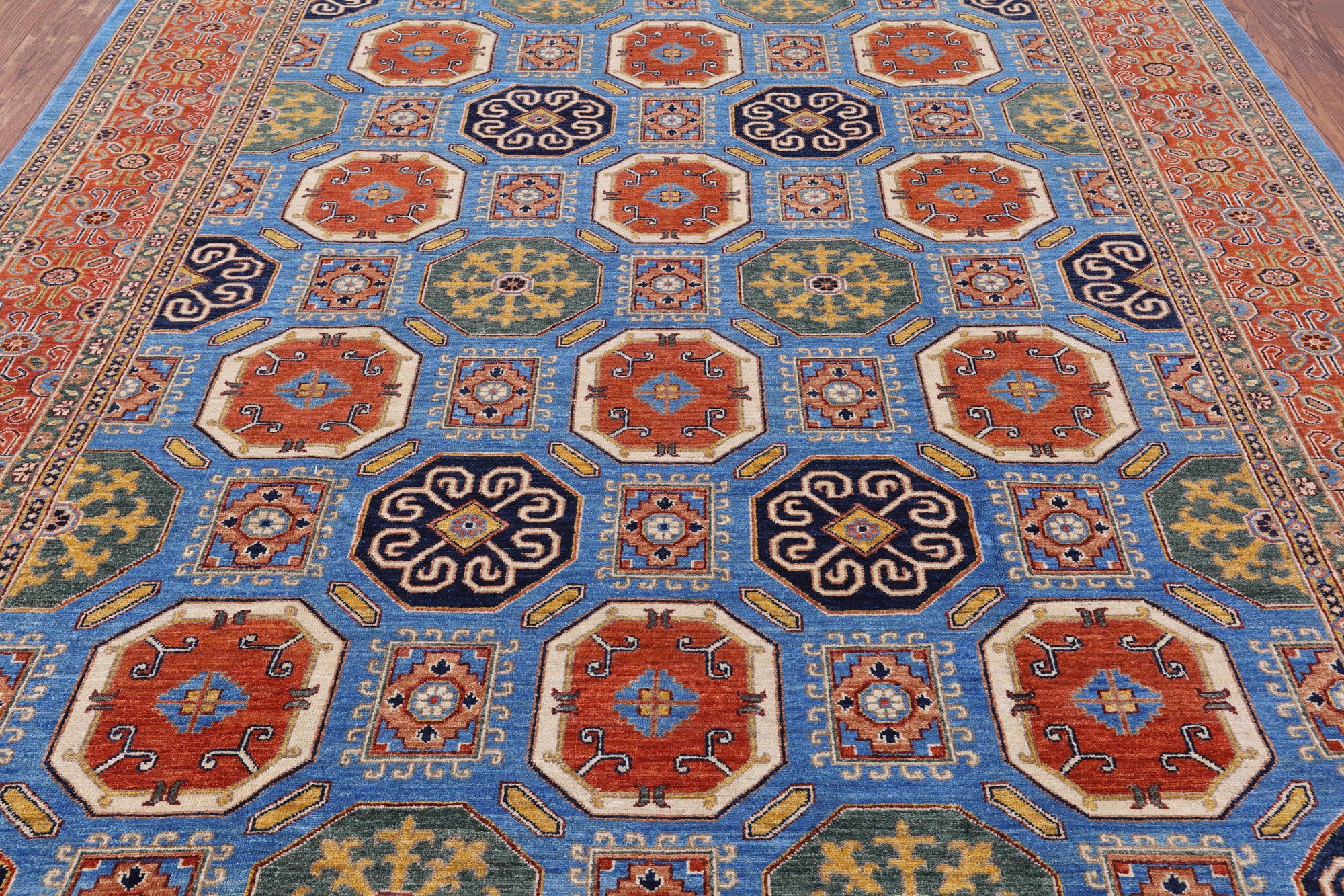 Blue Fine Serapi Hand Knotted Wool Rug - 8' 2" X 9' 9" - Golden Nile