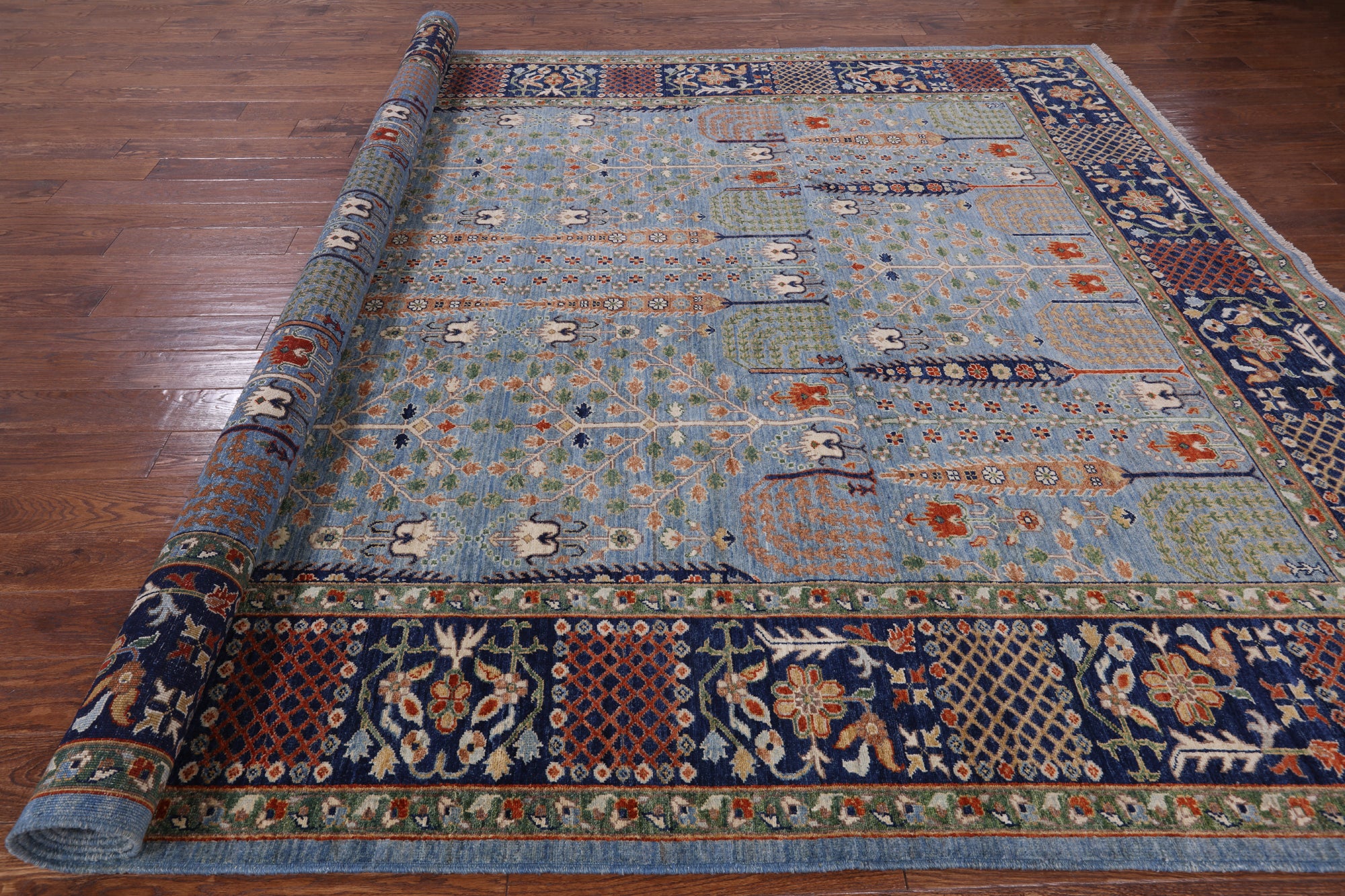 Blue Fine Serapi Handmade Wool Rug - 9' 1" X 12' 7" - Golden Nile
