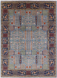 Blue Fine Serapi Handmade Wool Rug - 9' 1" X 12' 7" - Golden Nile