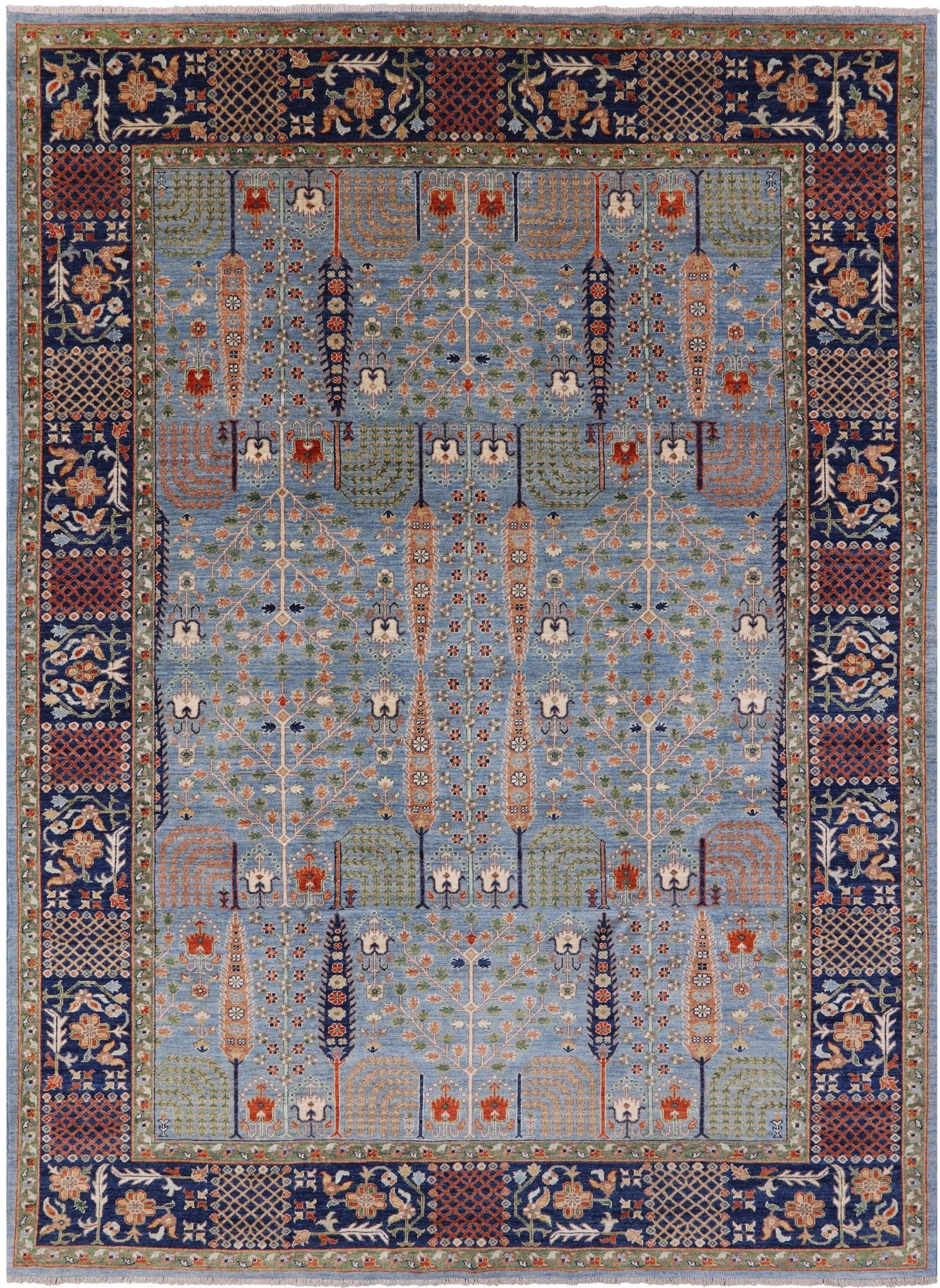 Blue Fine Serapi Handmade Wool Rug - 9' 1" X 12' 7" - Golden Nile