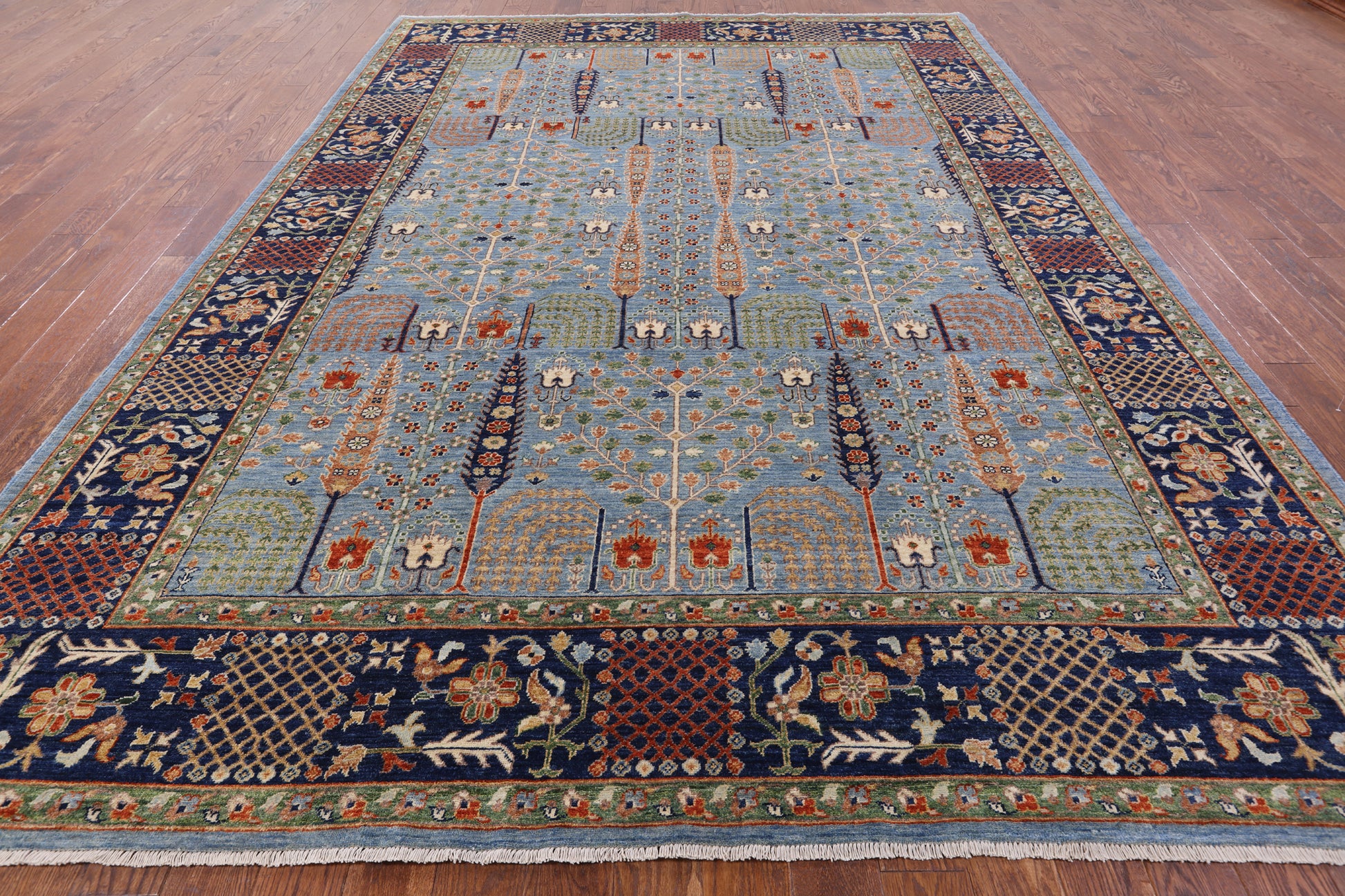 Blue Fine Serapi Handmade Wool Rug - 9' 1" X 12' 7" - Golden Nile