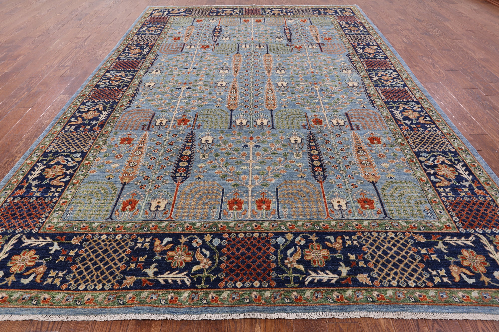 Blue Fine Serapi Handmade Wool Rug - 9' 1" X 12' 7" - Golden Nile
