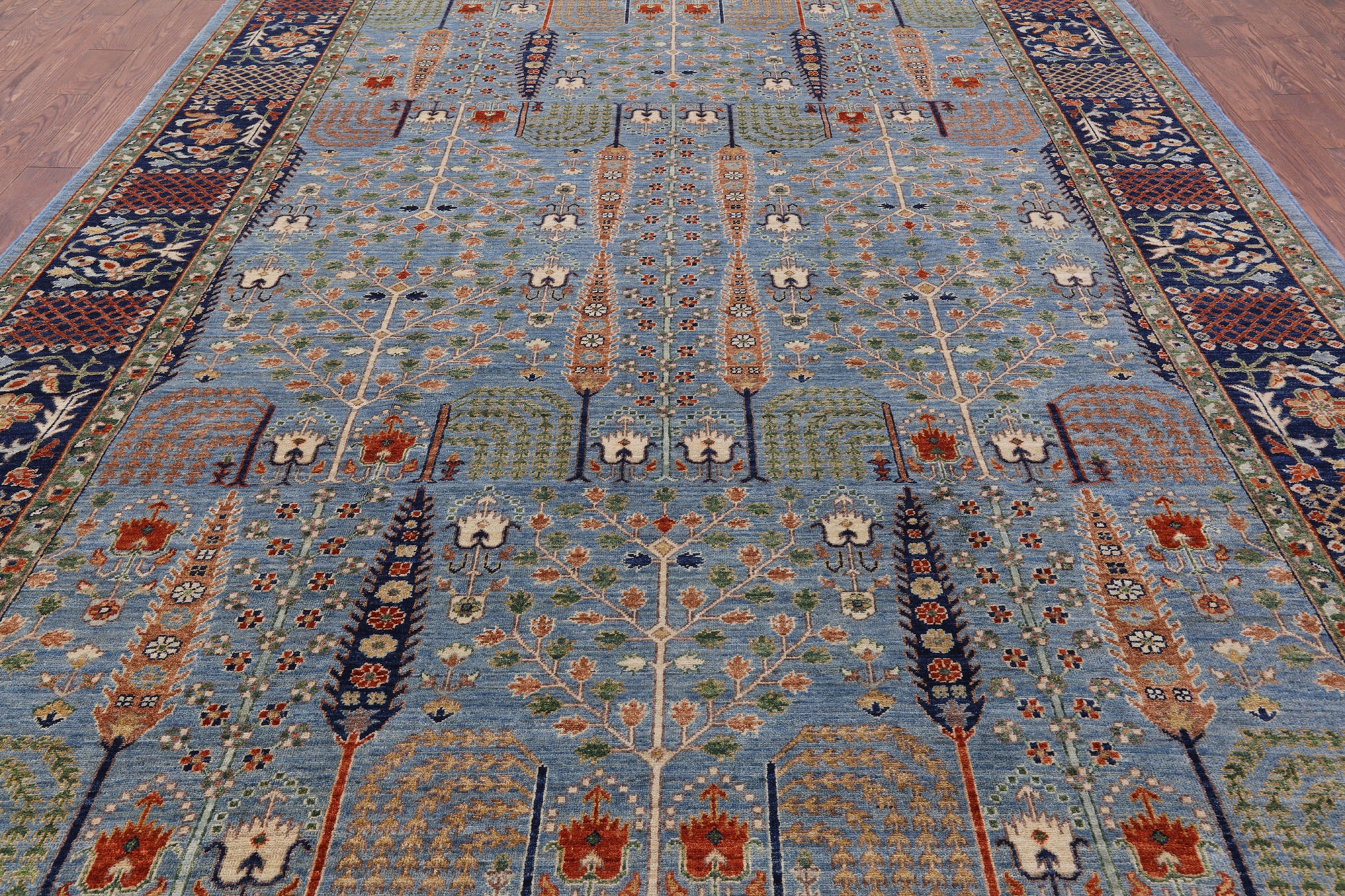 Blue Fine Serapi Handmade Wool Rug - 9' 1" X 12' 7" - Golden Nile