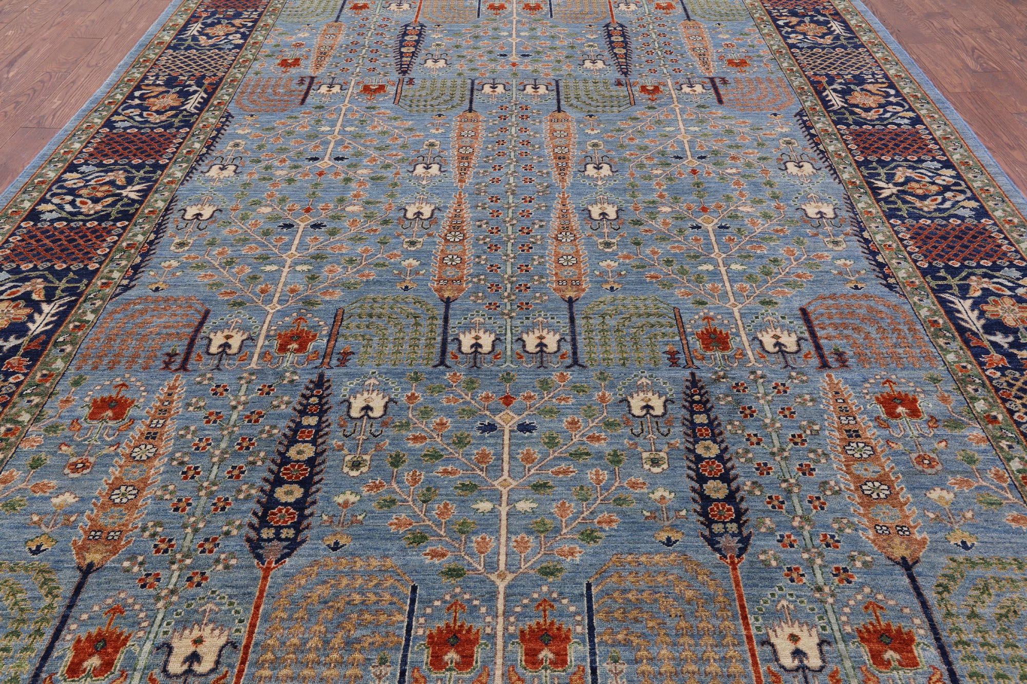 Blue Fine Serapi Handmade Wool Rug - 9' 1" X 12' 7" - Golden Nile