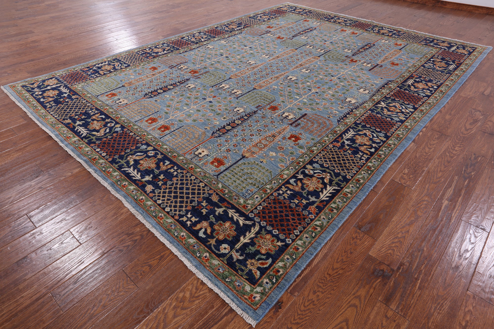 Blue Fine Serapi Handmade Wool Rug - 9' 1" X 12' 7" - Golden Nile