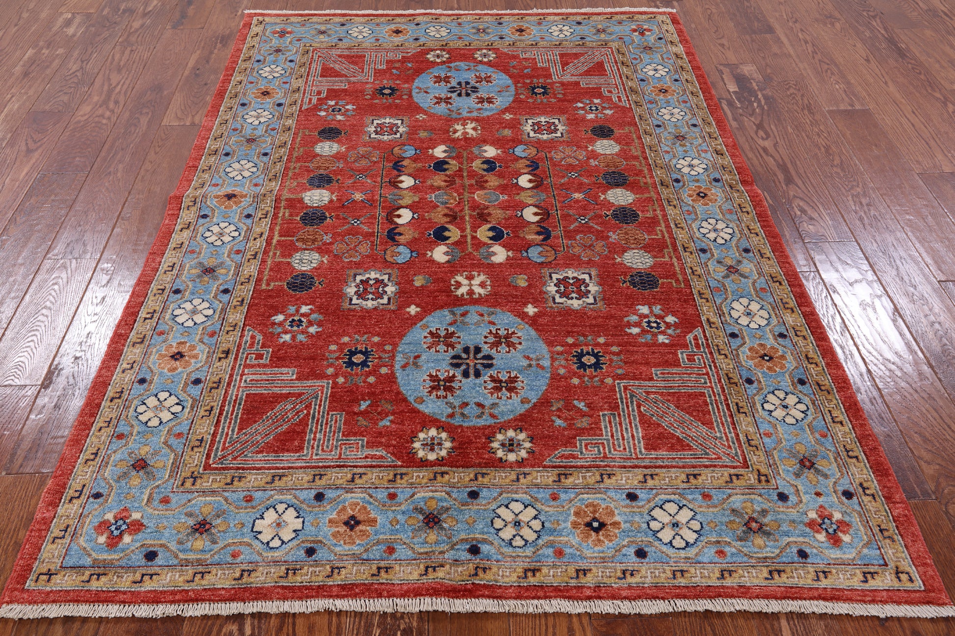 Red Fine Serapi Handmade Wool Rug - 4' 11" X 6' 11" - Golden Nile