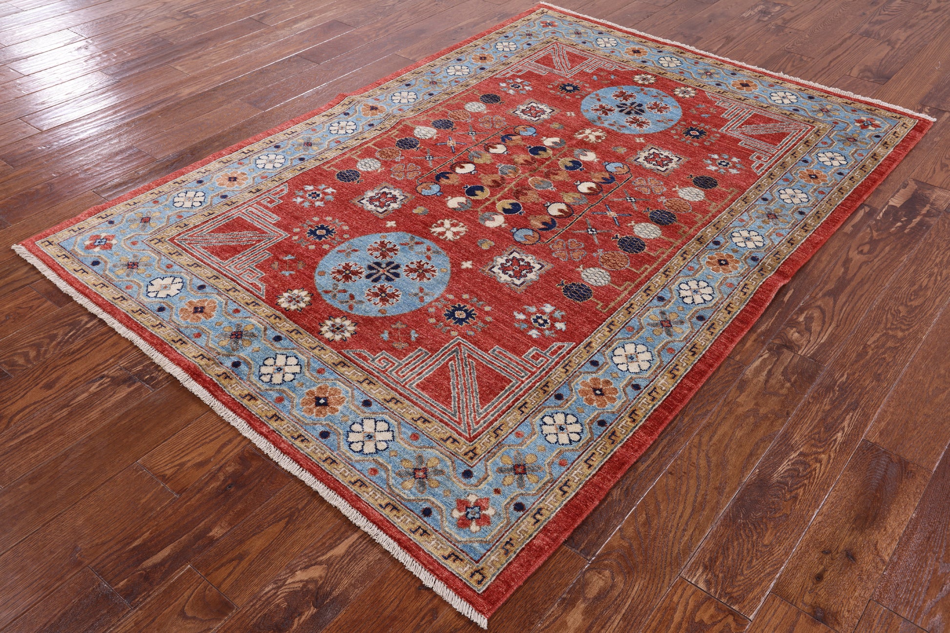 Red Fine Serapi Handmade Wool Rug - 4' 11" X 6' 11" - Golden Nile