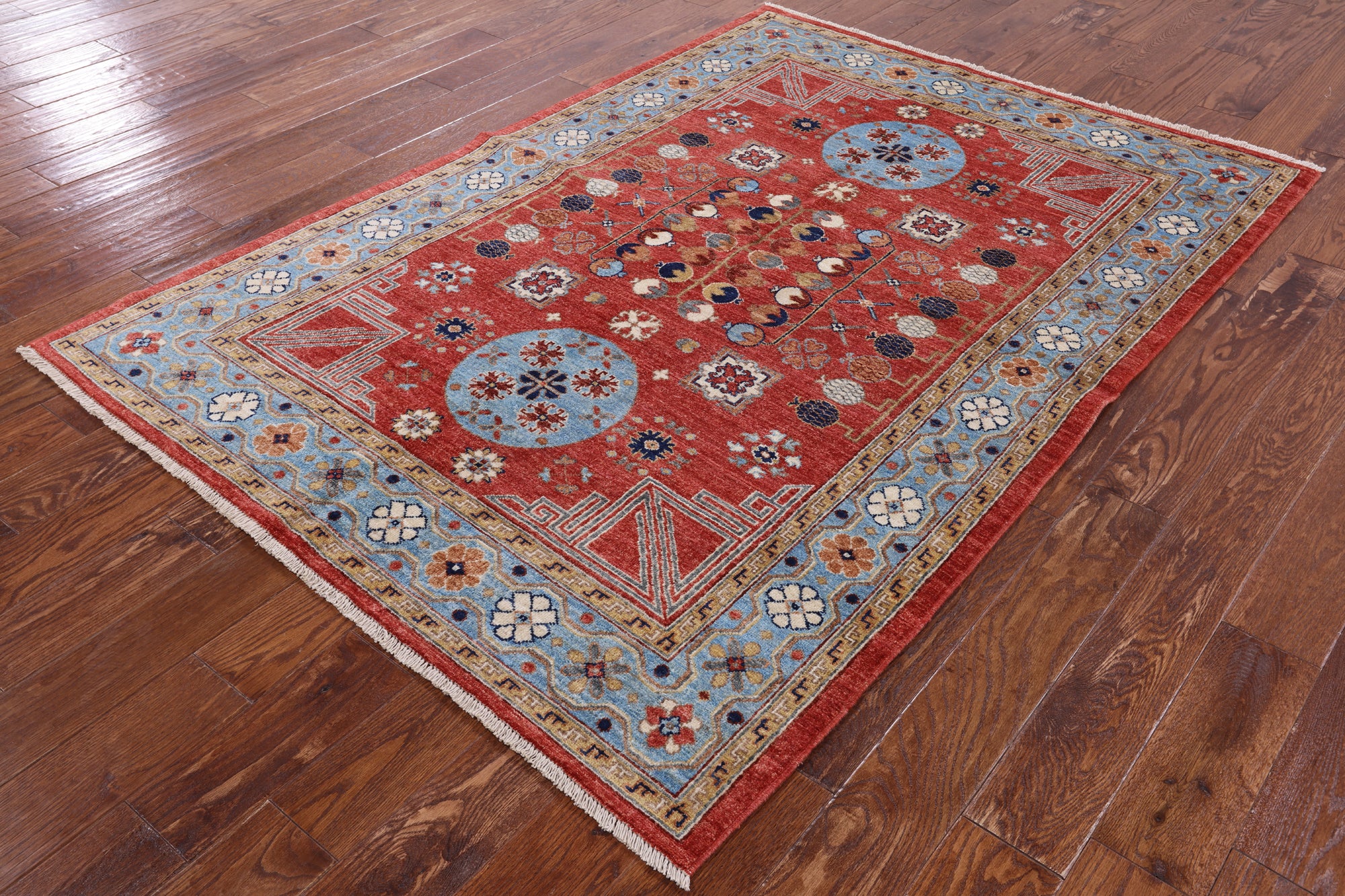 Red Fine Serapi Handmade Wool Rug - 4' 11" X 6' 11" - Golden Nile