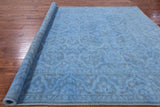 Blue Full Pile Overdyed Hand Knotted Wool Rug - 8' 1" X 9' 9" - Golden Nile