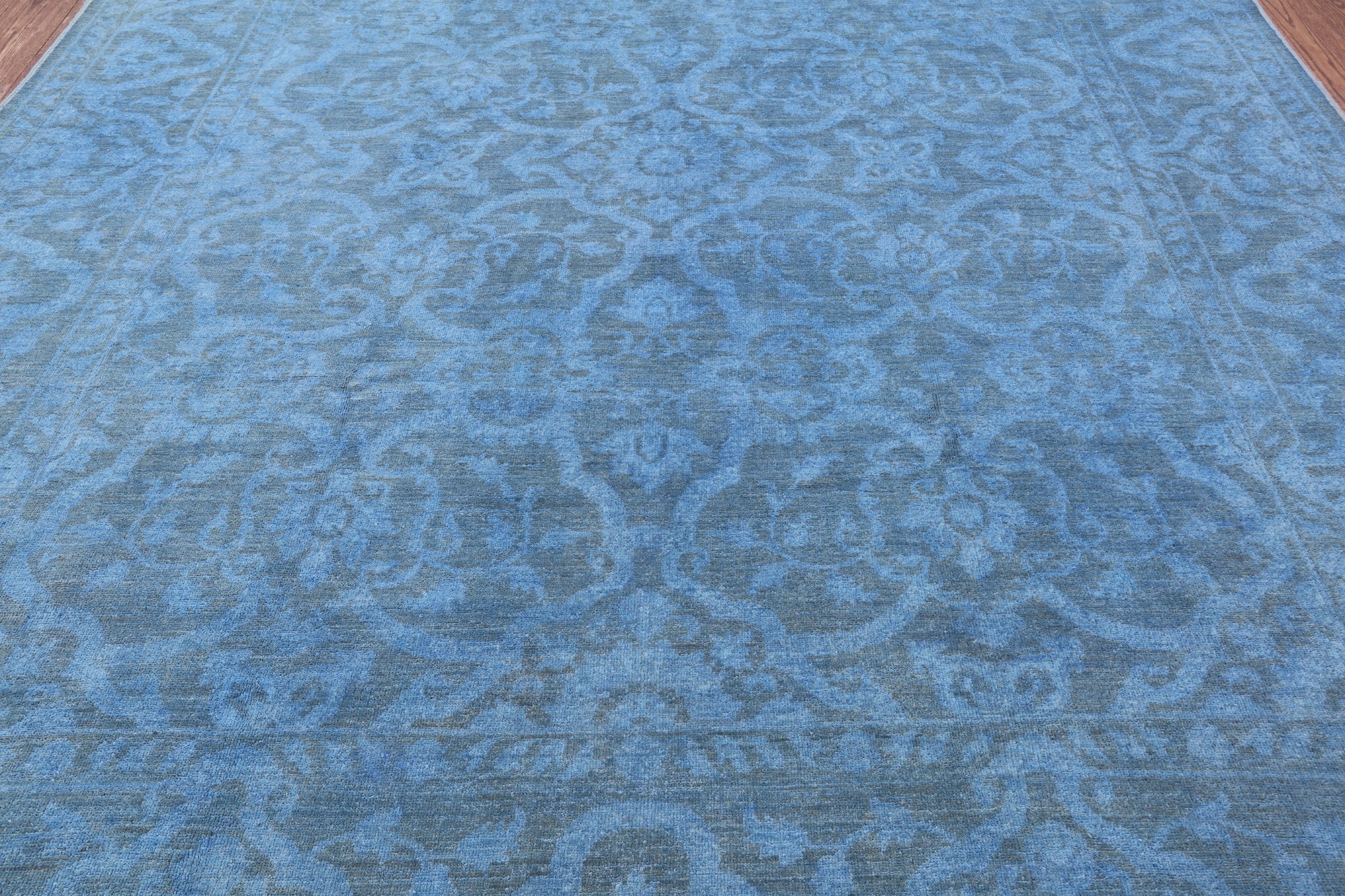 Blue Full Pile Overdyed Hand Knotted Wool Rug - 8' 1" X 9' 9" - Golden Nile