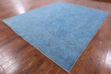 Blue Full Pile Overdyed Hand Knotted Wool Rug - 8' 1" X 9' 9" - Golden Nile