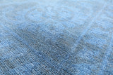 Blue Full Pile Overdyed Hand Knotted Wool Rug - 8' 1" X 9' 9" - Golden Nile