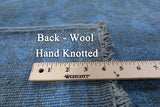 Blue Full Pile Overdyed Hand Knotted Wool Rug - 8' 1" X 9' 9" - Golden Nile