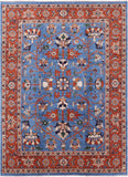 Blue Fine Serapi Hand Knotted Rug - 9' 3" X 12' 6" - Golden Nile
