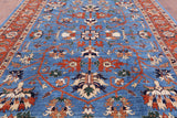 Blue Fine Serapi Hand Knotted Rug - 9' 3" X 12' 6" - Golden Nile