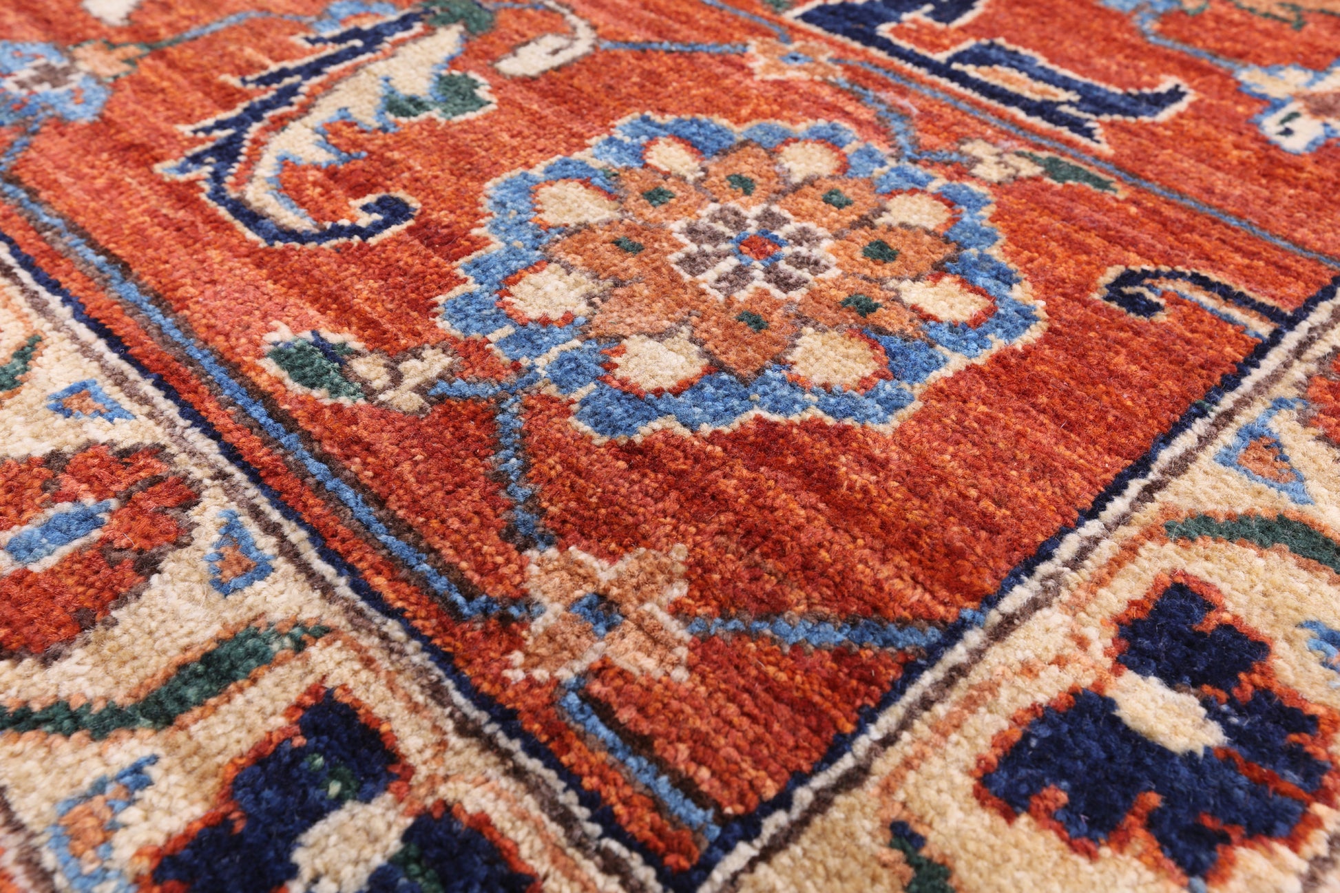 Blue Fine Serapi Hand Knotted Rug - 9' 3" X 12' 6" - Golden Nile